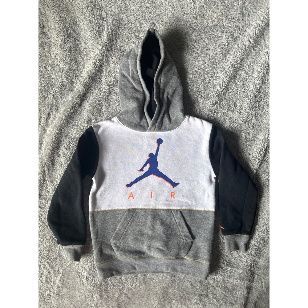 Jordan‎ Jumpman Air Boys Hoodie Grey White Black Colorblock Pullover Size 7